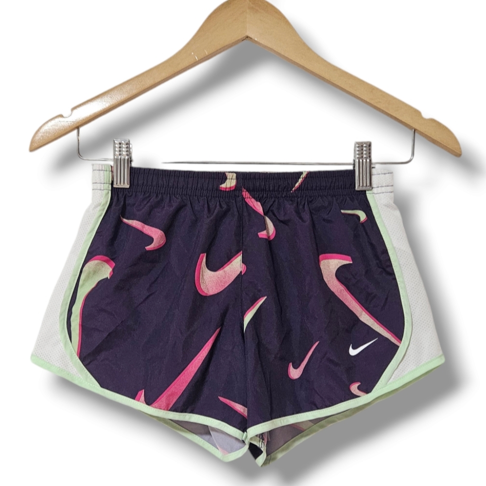 Nike Dri Fit Girls Purple With Multi Color Trim Active Shorts Size M
